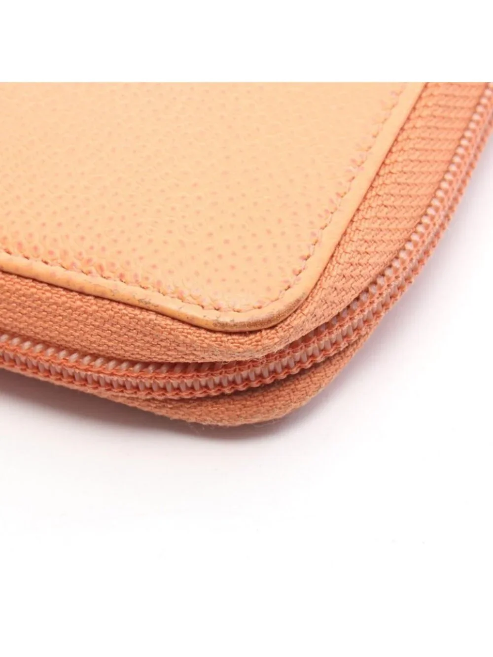 Chanel Round Wallet CC Logo Coral Orange Caviar Leather CC